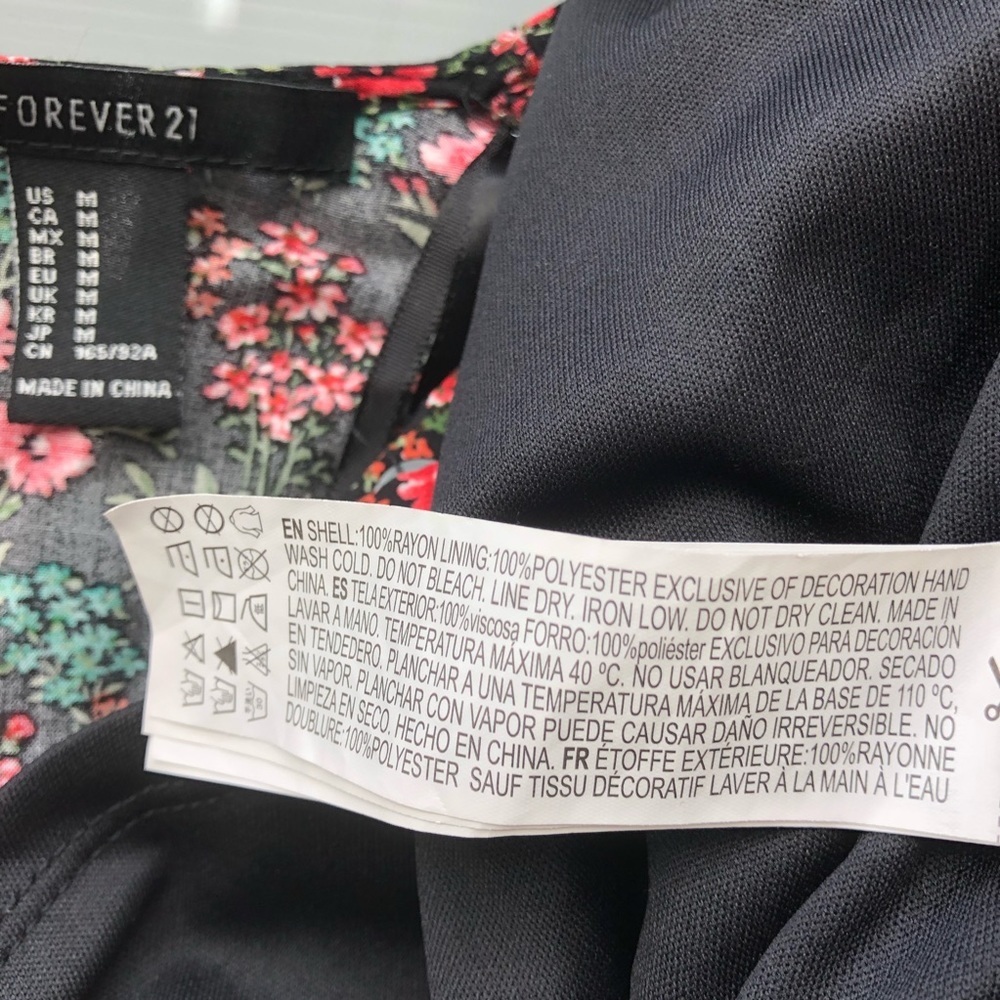 Forever 21 Red Black Floral Long Sleeve Mini Dress - Picture 7 of 7